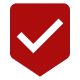 Checkmark symbol inside red shield