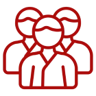 Red outline of three figures