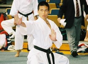Martial artist in white karate gi