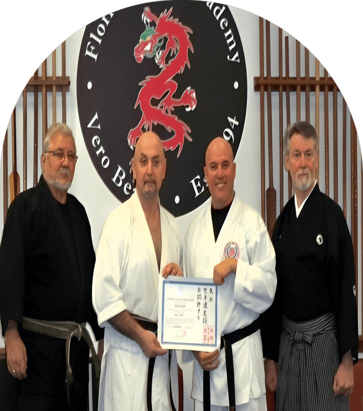 Group photo at martial arts academy