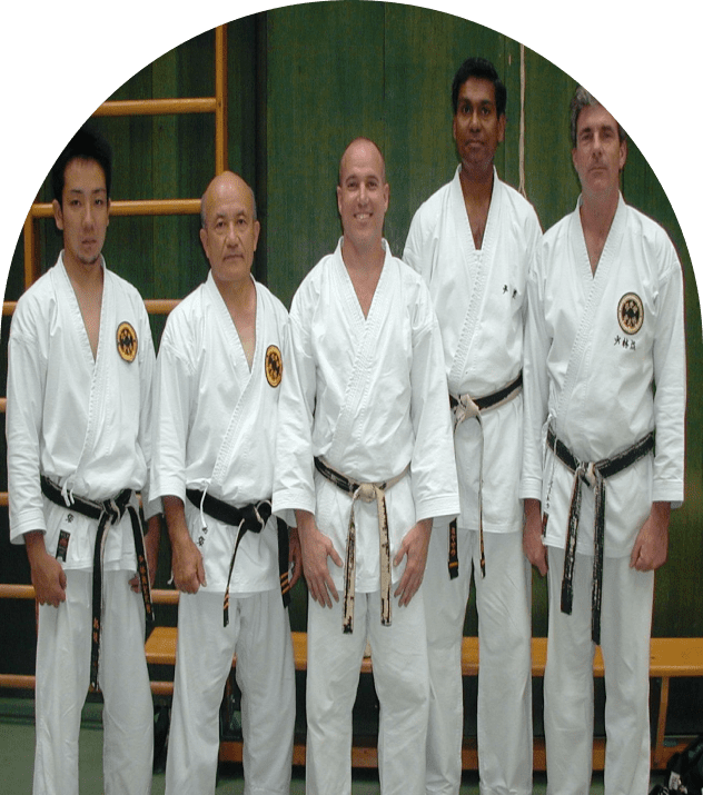 Karate practitioners in uniform