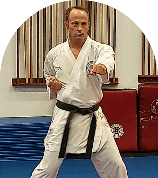 Martial artist in action pose